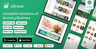 Online Multi Vendor Grocery Store, eCommerce Flutter Full App | Admin Panel | Web Version